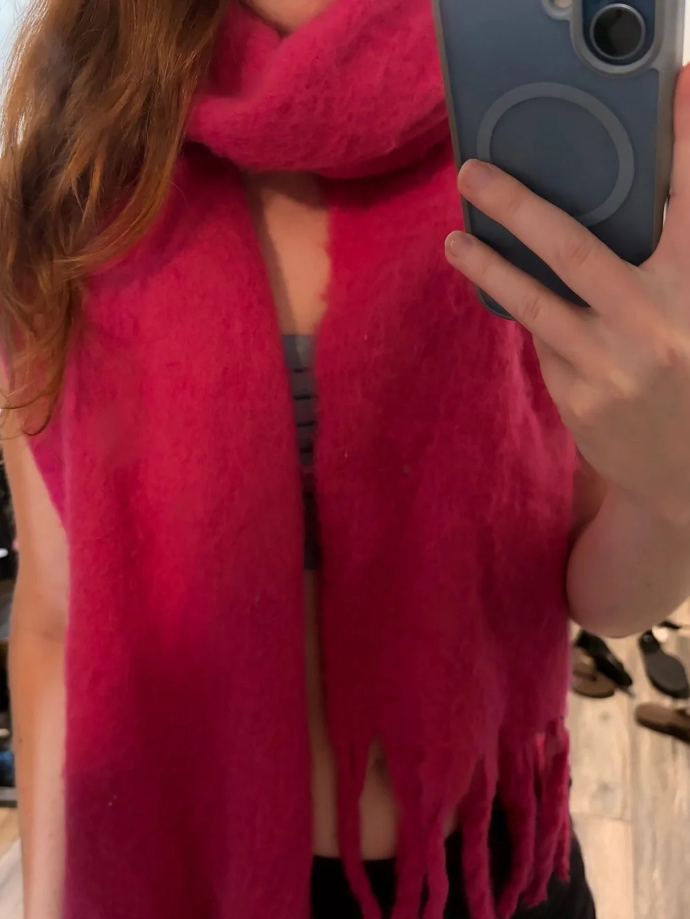 GAP Bright Fuchsia Fringe Scarf
